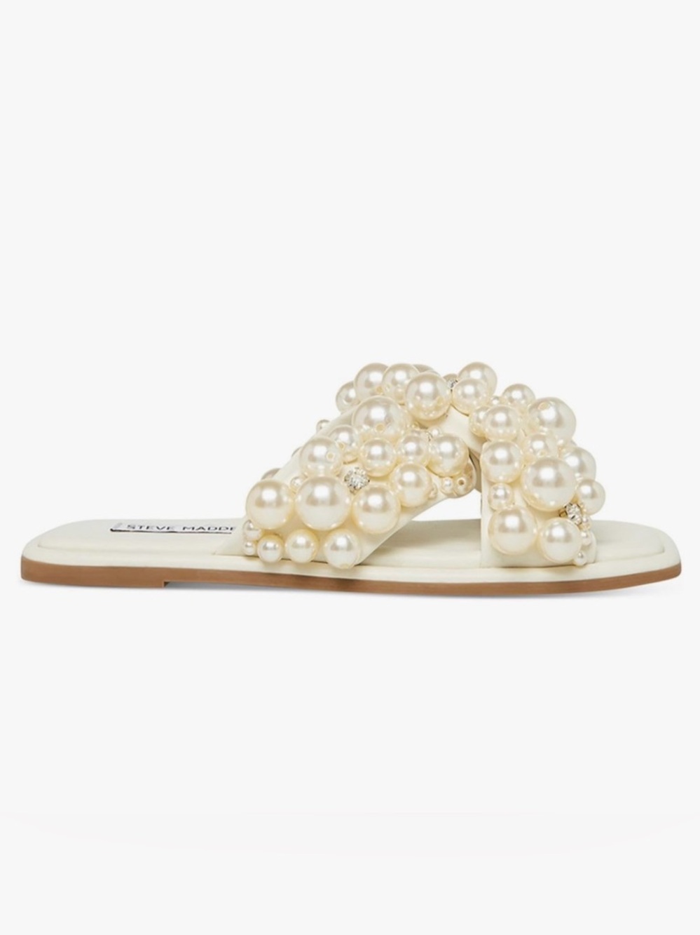 Steve Madden Ivory Pearl-Cluster Slide Mules